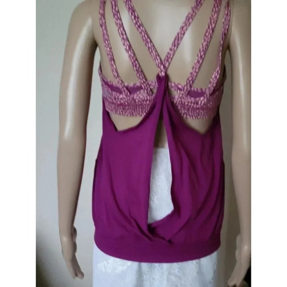 Lululemon Built in Bra Strappy Open Back Tank Top Racerback multicolor Size 6 - Picture 6 of 7